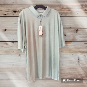 Men’s GrandSlam Heathered Mini-Plaid Printed Golf Polo XXL Green Ash‎ *Flaw*